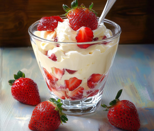 Un vaso de fresas con leche, perfecto para disfrutar en compañía. receta de Chef Goya