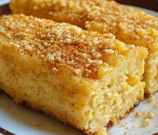 Un plato de pan de elote, perfecto para disfrutar con un café, receta de Chef Goya