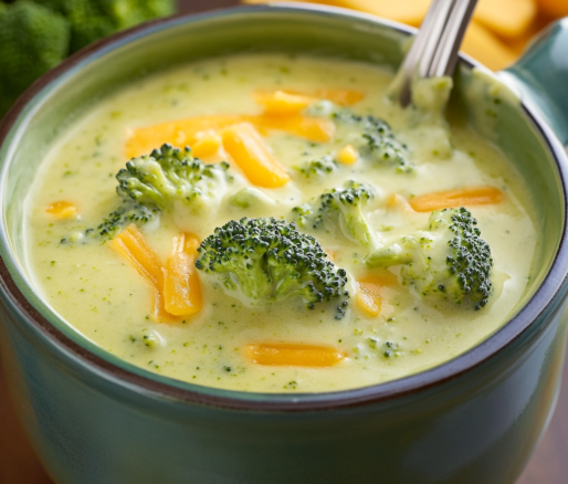 Un delicioso plato de crema de brocoli con queso, ideal para disfrutar en el almuerzo, receta de Chef Goya