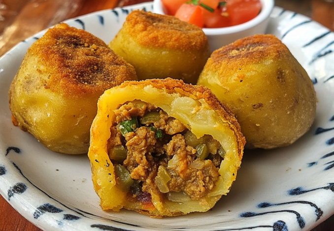 Un plato de papa rellena lista para disfrutar en familia, receta de Chef Goya