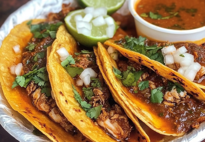 Un plato con tacos de birria, súper deliciosos y fáciles de hacer, receta de Chef Goya.