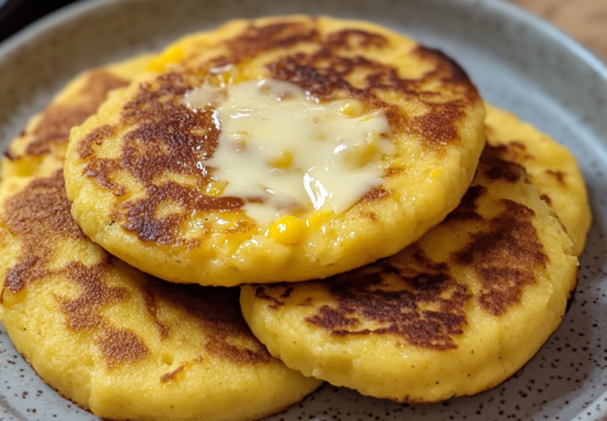 Un plato con arepas de choclo, si quieres algo diferente para tu cena, receta de Chef Goya.