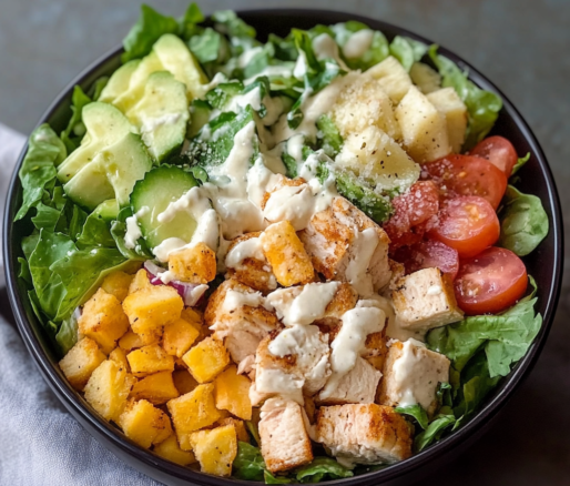 Un bowl de ensalada cesar, si te encantan las ensaladas y la comida saludable, receta de Chef Goya.