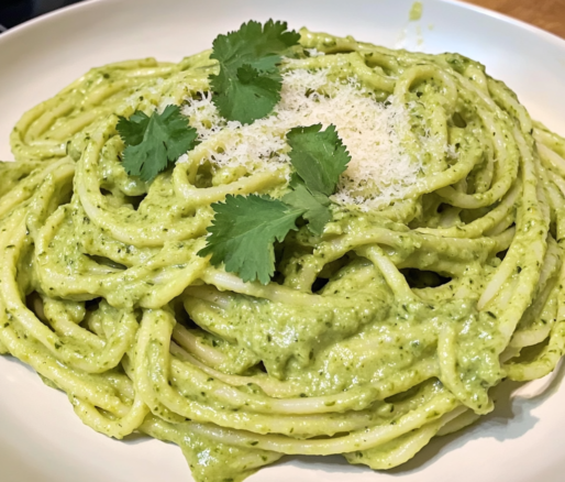 Un plato de espagueti verde, una opcion facil y saludable para tu almuerzo, receta de Chef Goya.