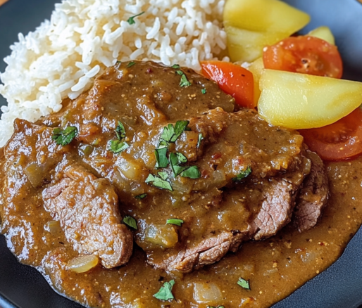 Un plato de milanesa de res guisada, ideal para disfrutar si deseas algo rápido y delicioso para tu cena, receta de Chef Goya.