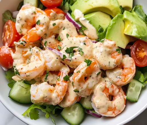 Un bowl de ensalada de camarones, ideal si deseas algo nutritivo y fácil de hacer, receta de Chef Goya.