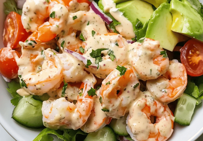 Un bowl de ensalada de camarones, ideal si deseas algo nutritivo y fácil de hacer, receta de Chef Goya.