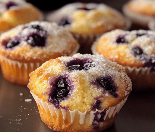 Un plato con muffins de arándanos, si deseas un postre rico y delicioso, receta de Chef Goya.