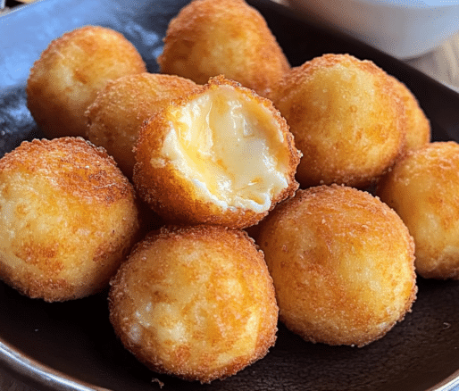 Un plato con bolitas de queso, si deseas un snack rápido de fácil de hacer, receta de Chef Goya.