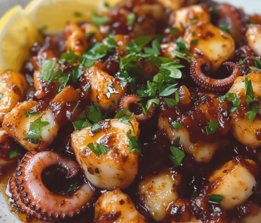 Un plato con pulpo al ajillo, si gustas de un sabor de mar fácil y rico de preparar, receta de Chef Goya.