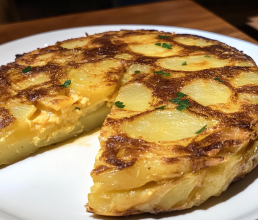 Un plato con tortilla española, si deseas una cena rápida y fácil de hacer, receta de Chef Goya.