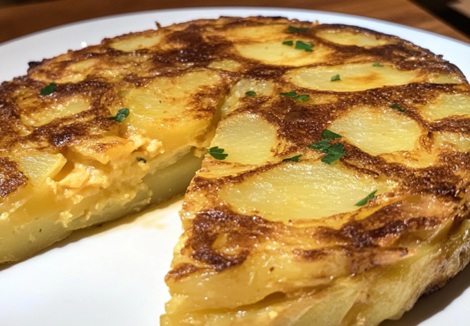 Un plato con tortilla española, si deseas una cena rápida y fácil de hacer, receta de Chef Goya.