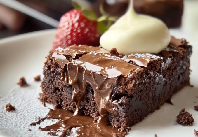 Un plato con brownie, si deseas hacer el clasico postre delicioso desde casa, receta de Chef Goya.