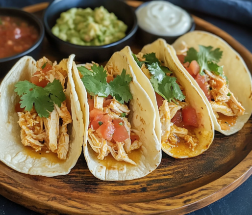 Un plato con tacos de pollo desmenuzado, si tienes ganas de preparar comida mexicana, receta de Chef Goya.