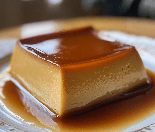 Un plato con flan de café, si deseas un postre fácil de hacer, receta de Chef Goya.