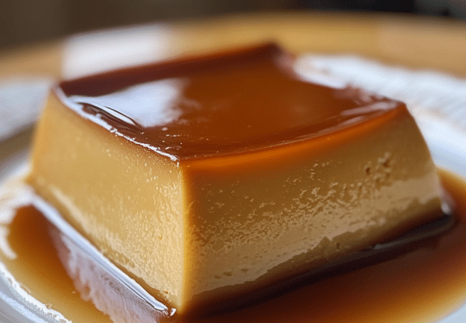 Un plato con flan de café, si deseas un postre fácil de hacer, receta de Chef Goya.