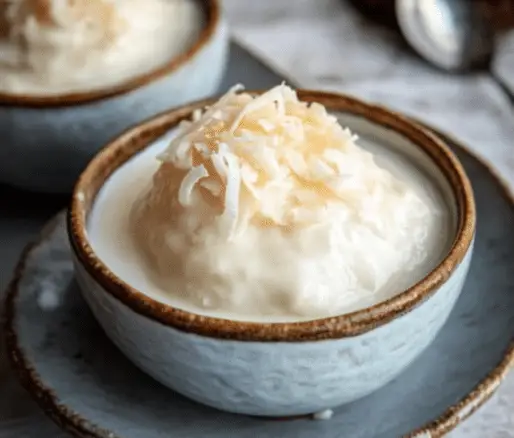 Un plato con crema de coco, si deseas usarla para elevar tus recetas, receta de Chef Goya.