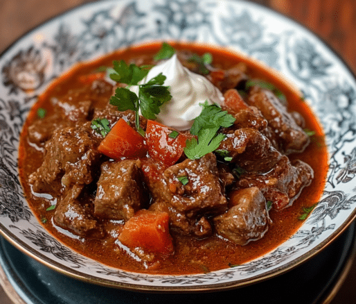 Un plato con goulash, ideal si deseas algo diferente para tus comidas, receta de Chef Goya.