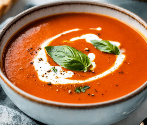 Un bowl de crema de tomate, si deseas una receta saludable para tu dia, receta de Chef Goya.