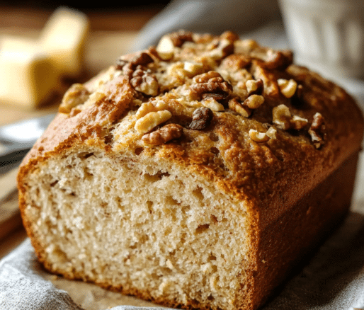 Un plato con pan de nuez, si deseas una receta saludable para tus desayunos, receta de Chef Goya.