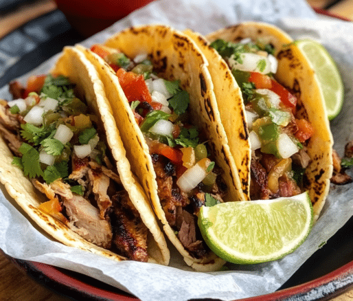 Un plato con tacos de alambre, si deseas una receta diferente de tacos, receta de Chef Goya.